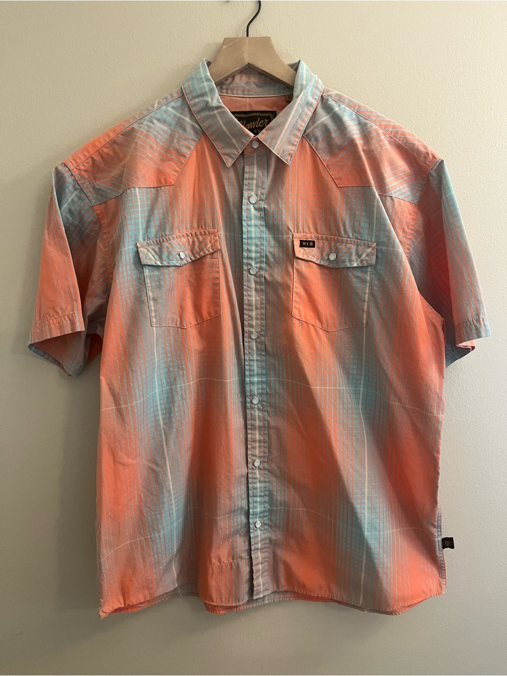 Howler Brothers H Bar coral plaid shirt